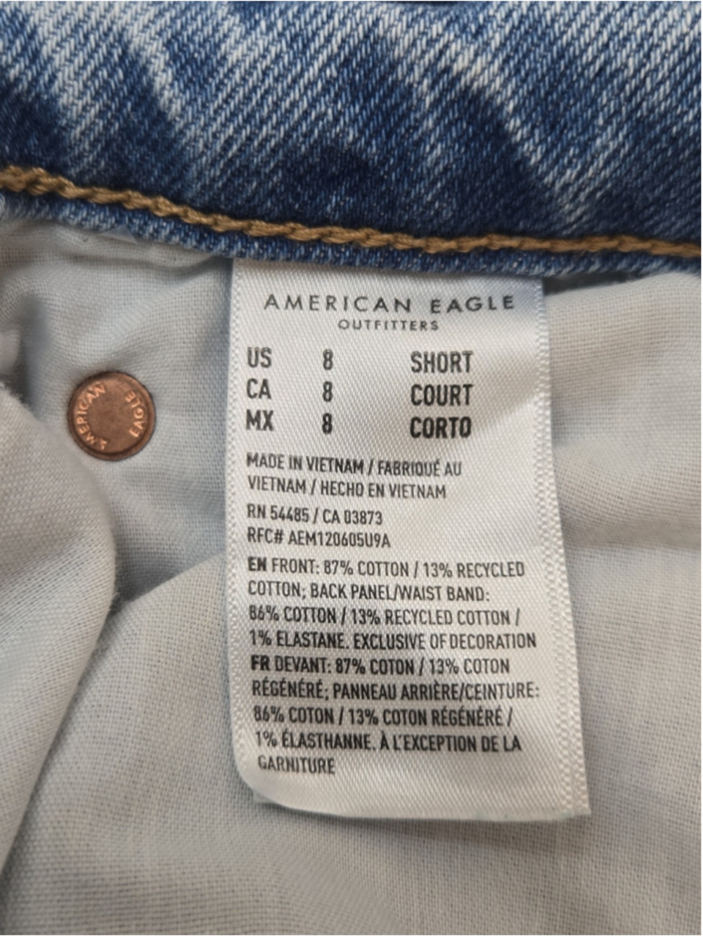 American Eagle Strigid Stovepipe Jeans High Rise Straight Leg 90s Y2K 8 Short - Picture 5 of 9